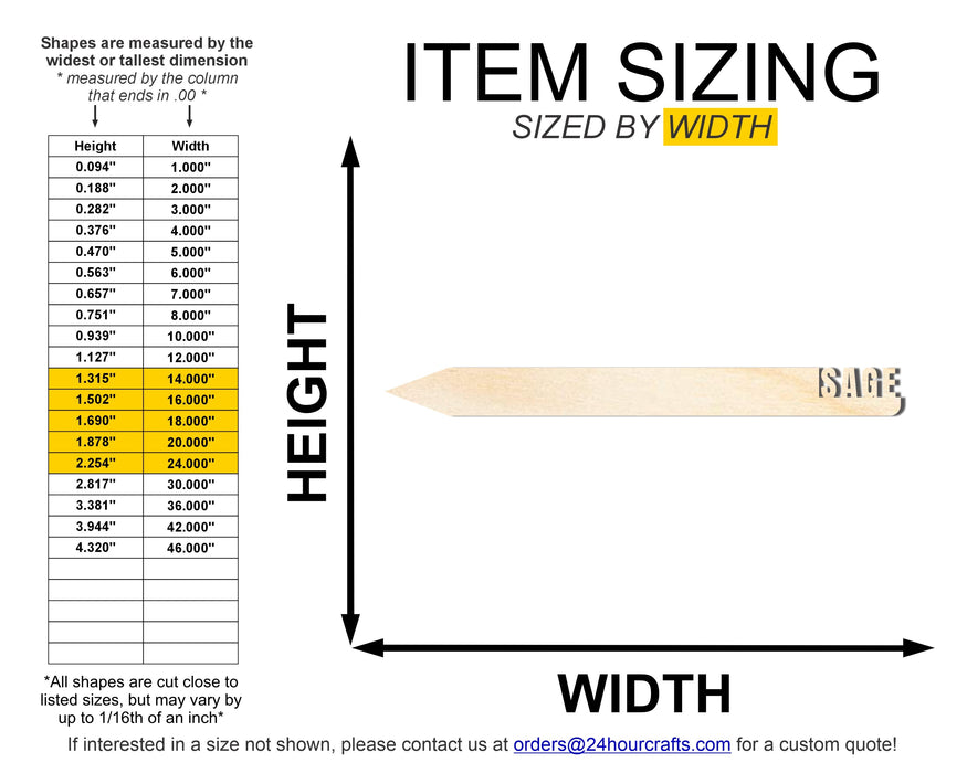 Unfinished Wood Sage Garden Stake | DIY Craft Cutout | up to 24" DIY