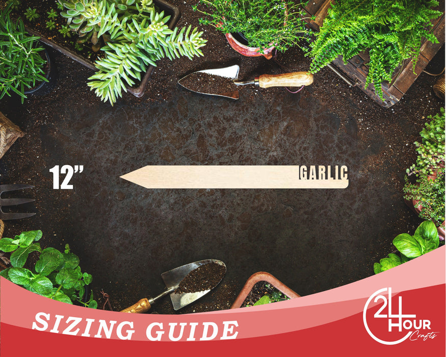 Unfinished Wood Garlic Garden Stake | DIY Craft Cutout | up to 24" DIY
