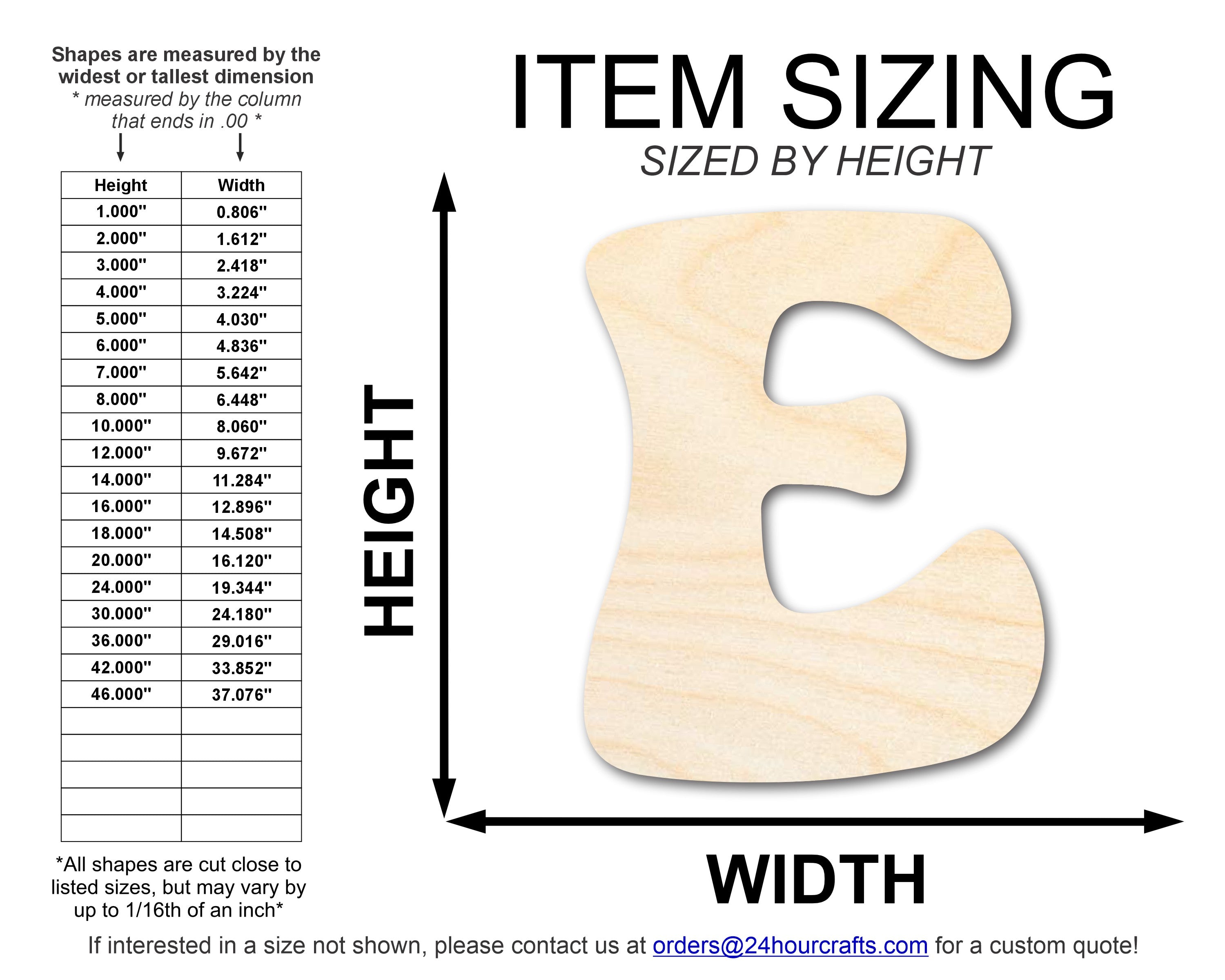 Unfinished Wood Groovy E Font Shape | DIY Craft Cutout | up to 46