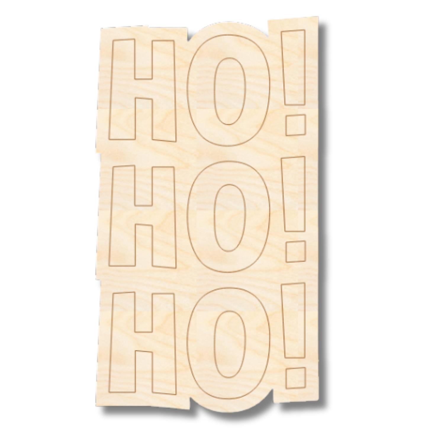 Unfinished Wood Etched HO HO HO Shape | Paint By Line Crafts | up to 30