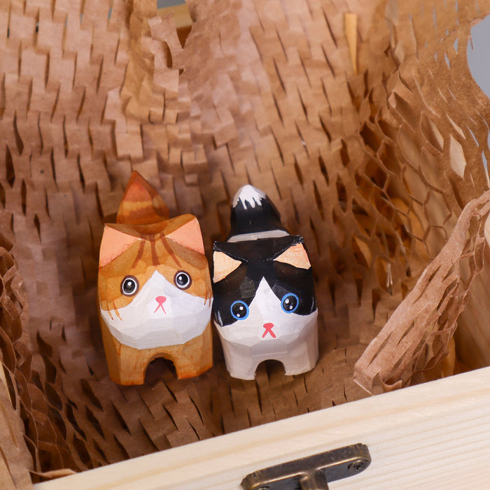 Hand-Carved Cat Painting Kit – Paint Two Cats, Create a Keychain