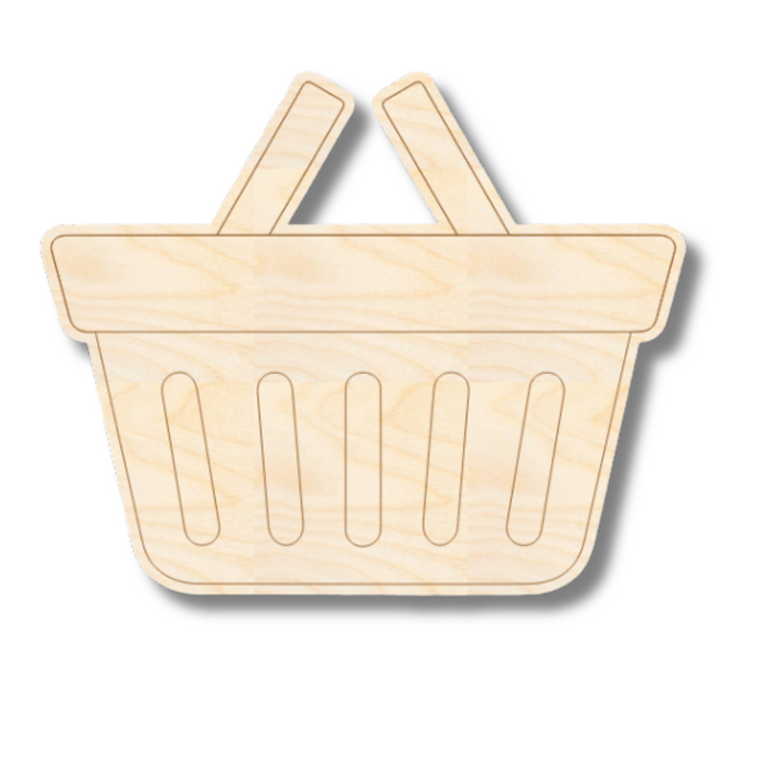 Unfinished Wood Etched Shopping Basket Shape | Paint By Line Crafts | up to 30" DIY