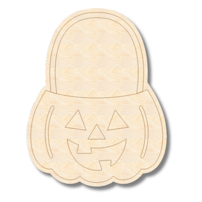 Unfinished Wood Etched Jack o' Lantern Pail Shape | Paint By Line Crafts | up to 30" DIY