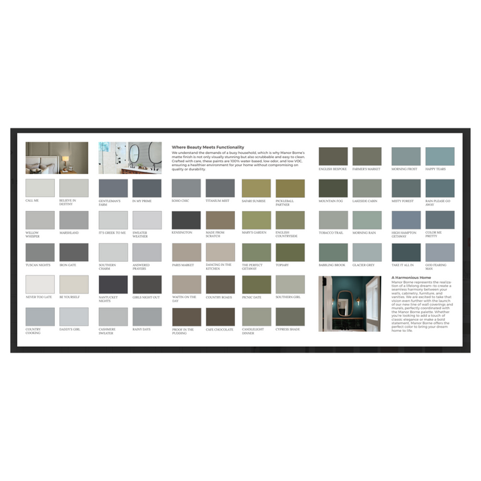 Manor Borne Wall Paint Color Card