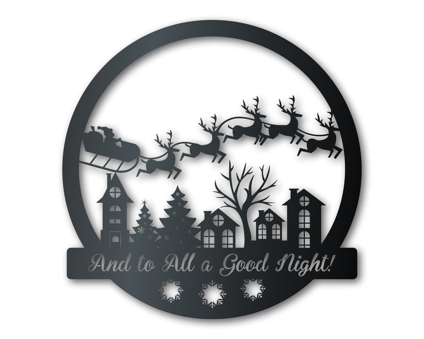 Custom Metal Christmas Night Santa's Sleigh Wall Art | Indoor Outdoor | Up to 36" | Over 20 Color Options