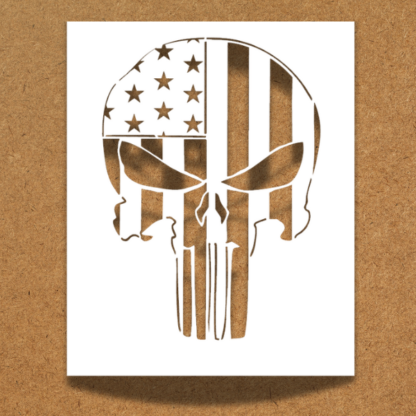 american flag skull punisher stencil