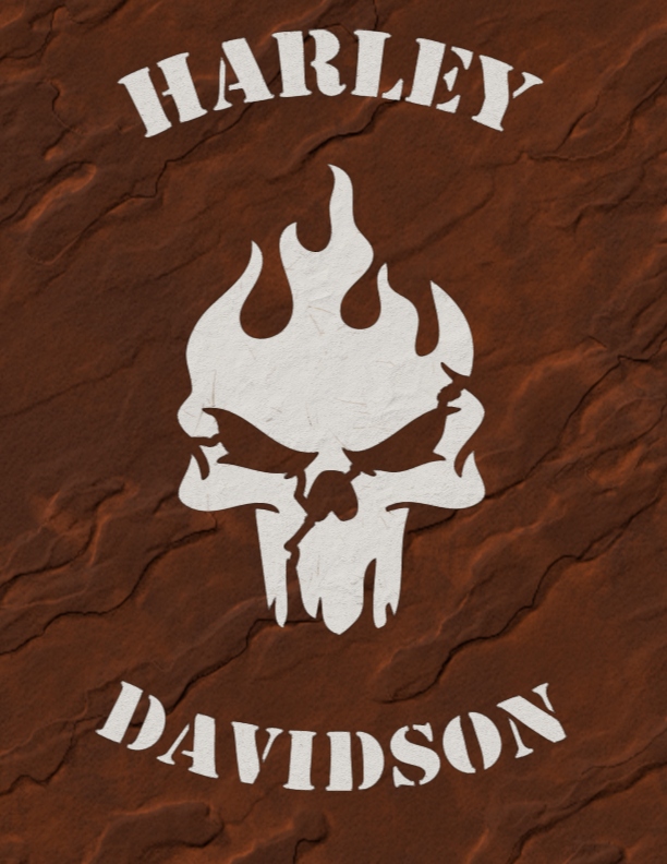 Harley Davidson Flaming Skull Stencil