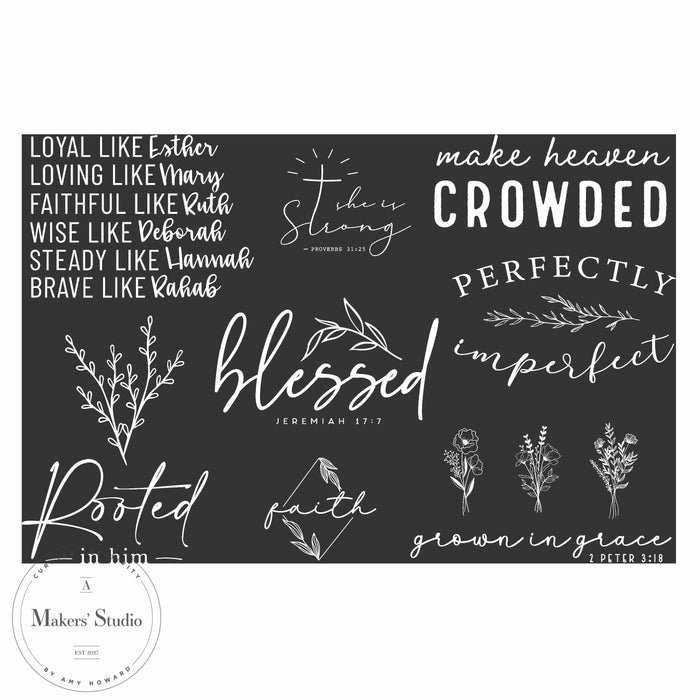 Floral Faith - Mesh Stencil 12x18