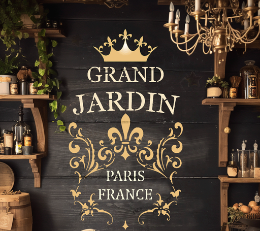 Grand Jardin Chic French Rustic Garden Stencil