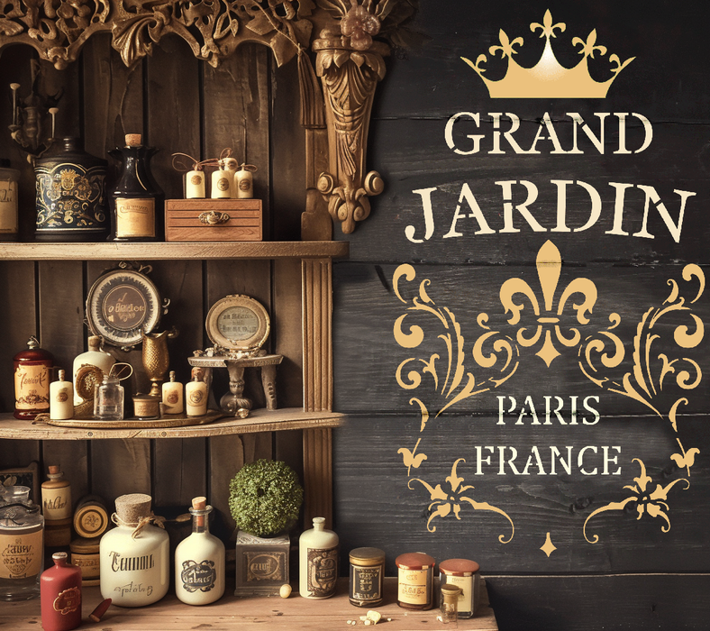 Grand Jardin Chic French Rustic Garden Stencil