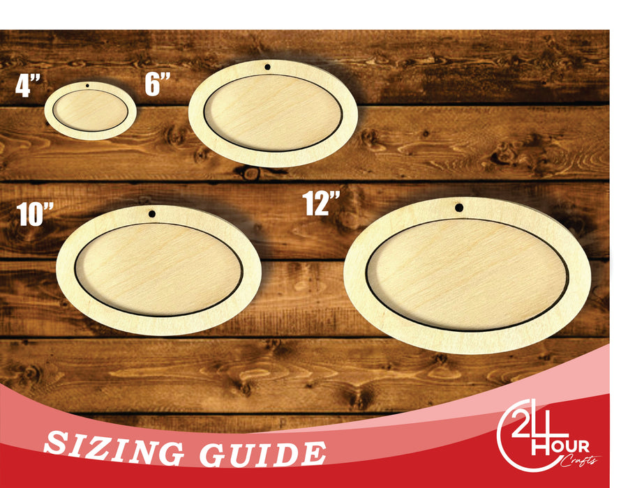 Unfinished Wood 2 Layer Oval Shadowbox Shape | DIY Craft Cutout | up to 46" DIY