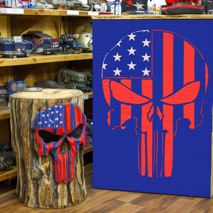american flag skull punisher stencil