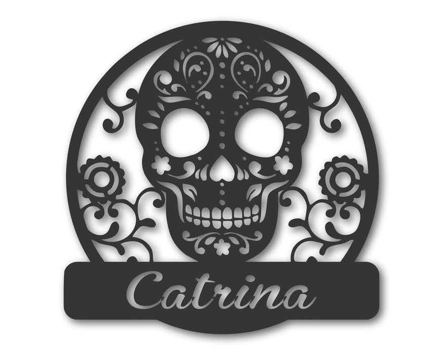 Custom Sugar Skull Metal Wall Art | Metal Sugar Skull Wall Decor | 15 Color Options