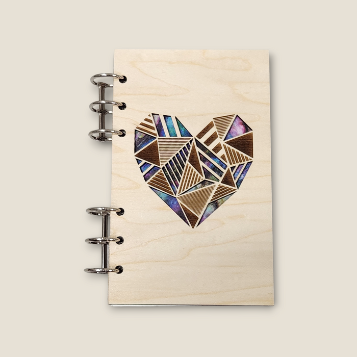 Handmade Wood Heart Design Refillable Notebook – Laser-Engraved Heart Design Journal