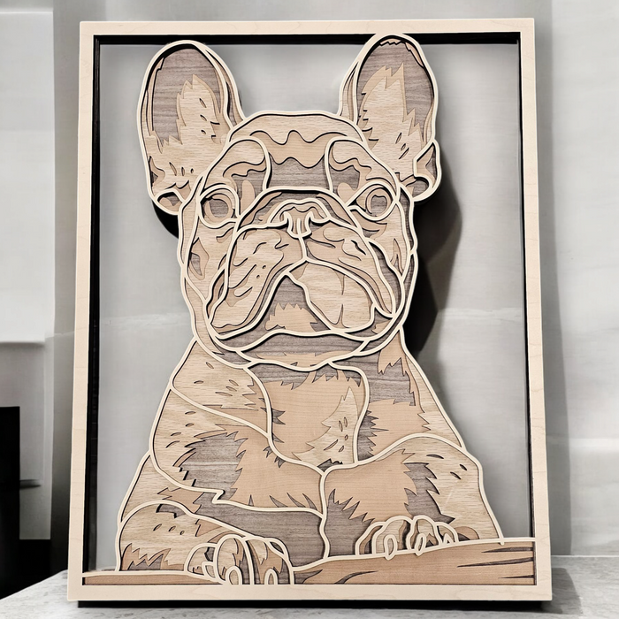 French Bulldog Layered Wall Art – Custom Wood Pet Décor Art