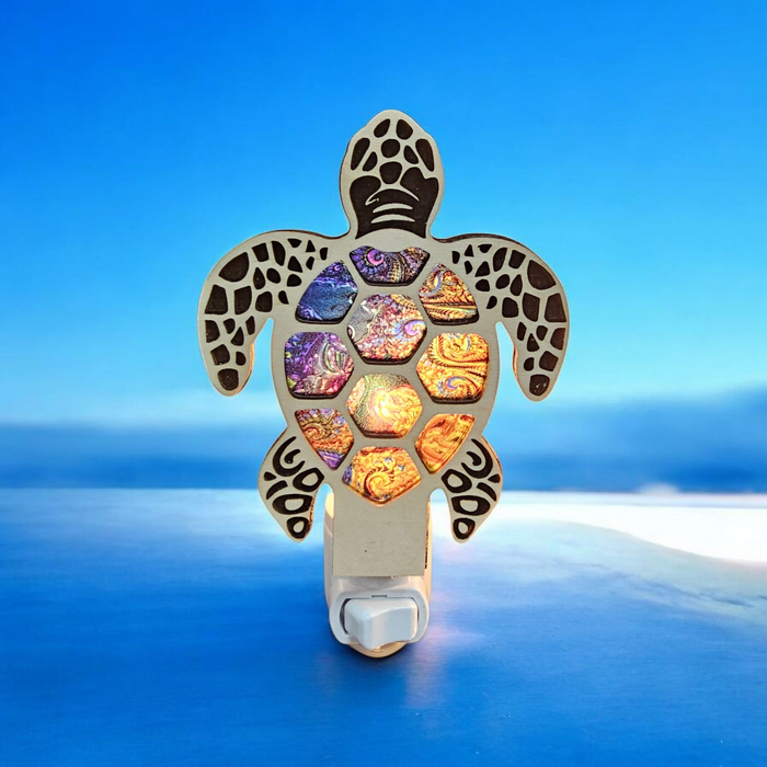 Sea Turtle Night Light - Stained Glass-Inspired Turtle Nightlight – LED Accent Light