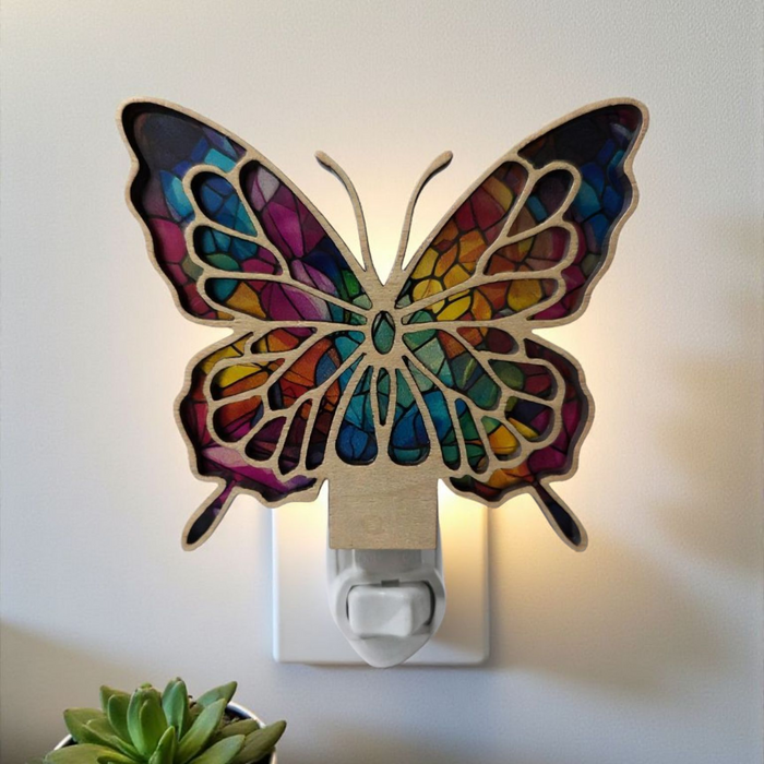 Butterfly Wood LED Night Light – Unique Butterfly Lover Gift