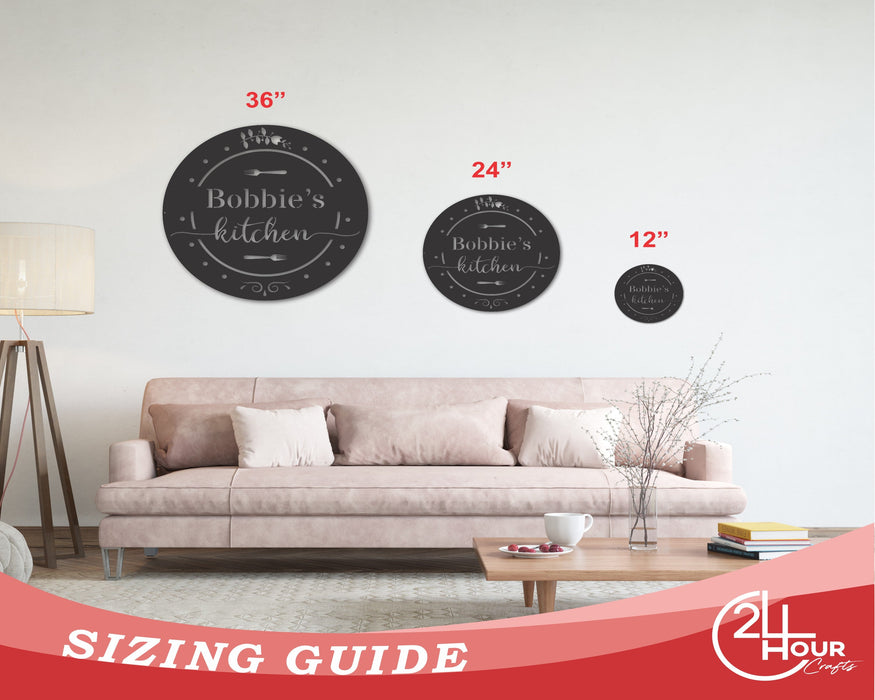 Custom Round Metal Kitchen Sign | Round Kitchen Wall Decor | Custom Kitchen Wall Sign | 15 Color Options