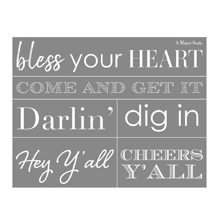 Southern Sayings - Mesh Stencil 8.5 x 11