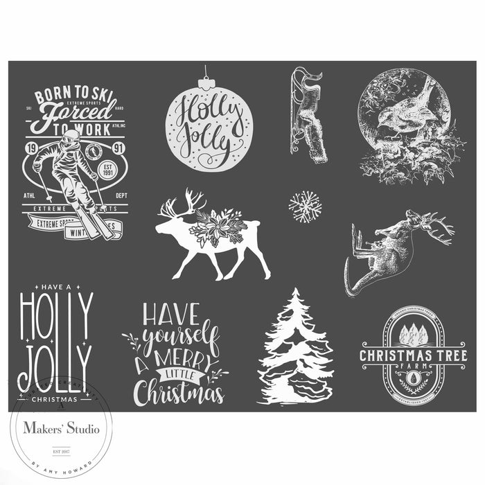 Ski In to Christmas - Mesh Stencil 9x12