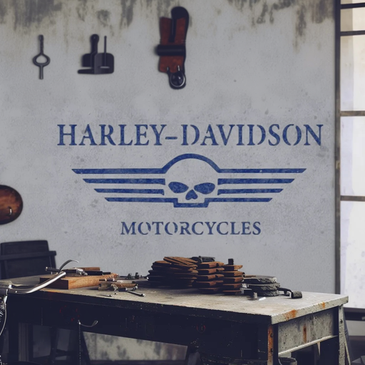 Harley Davidson Winged Skull Stencil