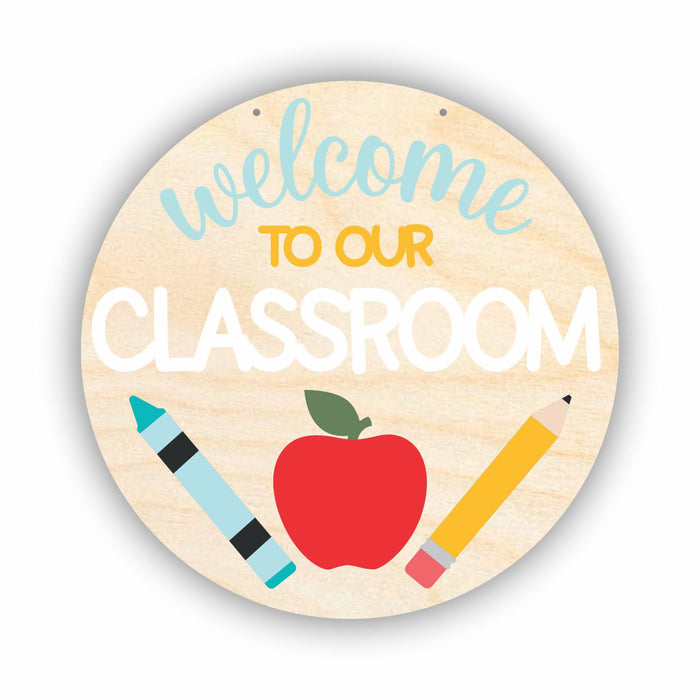 Unfinished Wood Welcome to our Classroom Door Sign Kit | Wood Craft Cutouts | 1/4" Thick |