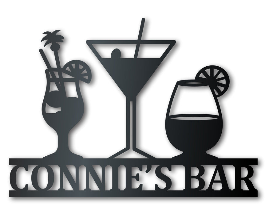 Custom Metal Cocktail Bar Wall Art | Indoor Outdoor | Up to 46" | Over 20 Color Options