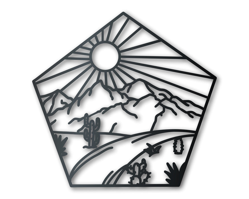 Metal Desert Landscape Wall Art | Indoor Outdoor | Up to 46" | Over 20 Color Options
