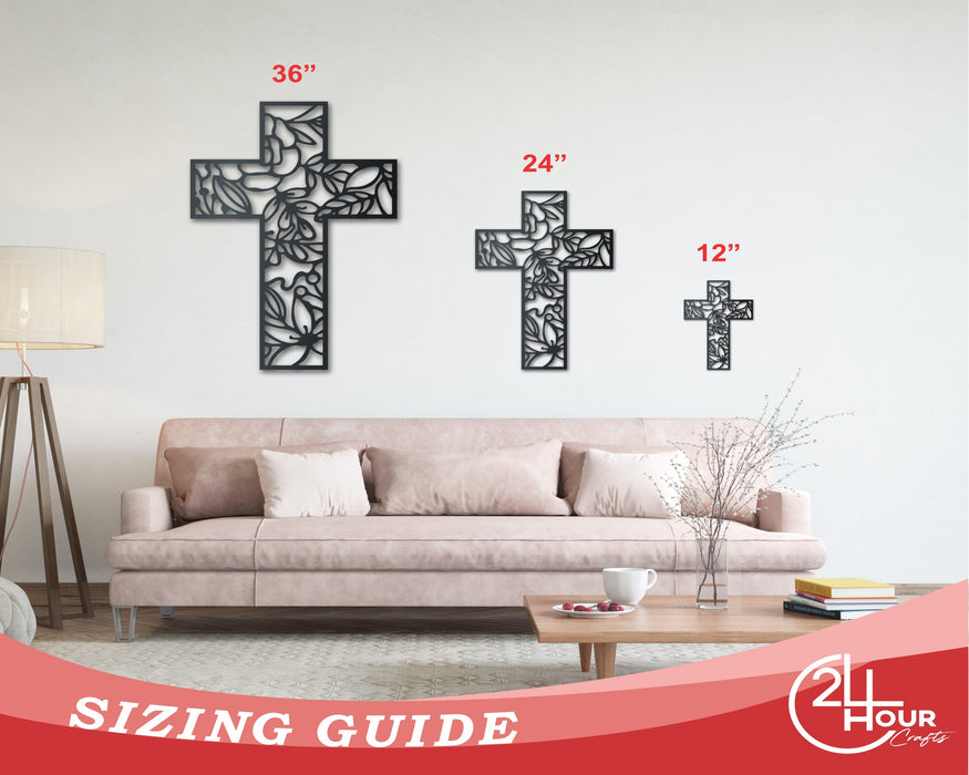 Metal Floral Cross Wall Art - 14 Color Options