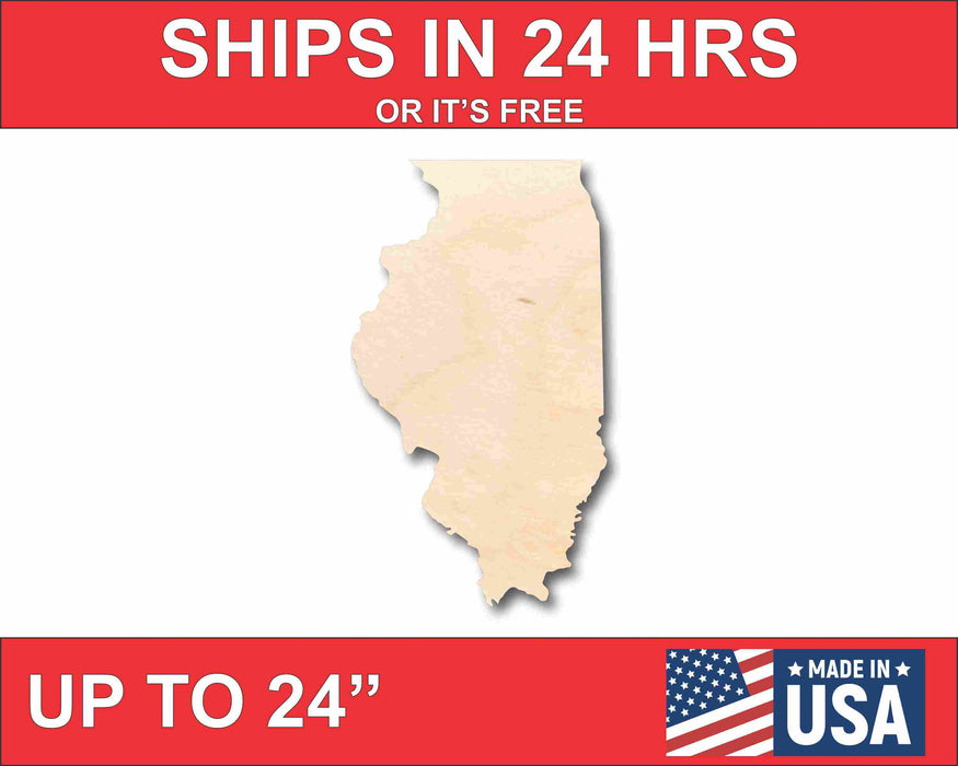 Unfinished Wood Illinois Shape - State - Craft - up to 46"  DIY