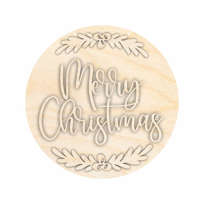 Unfinished Wood Merry Christmas Door Sign Kit | Wood Craft Cutouts | 1/4" Thick |