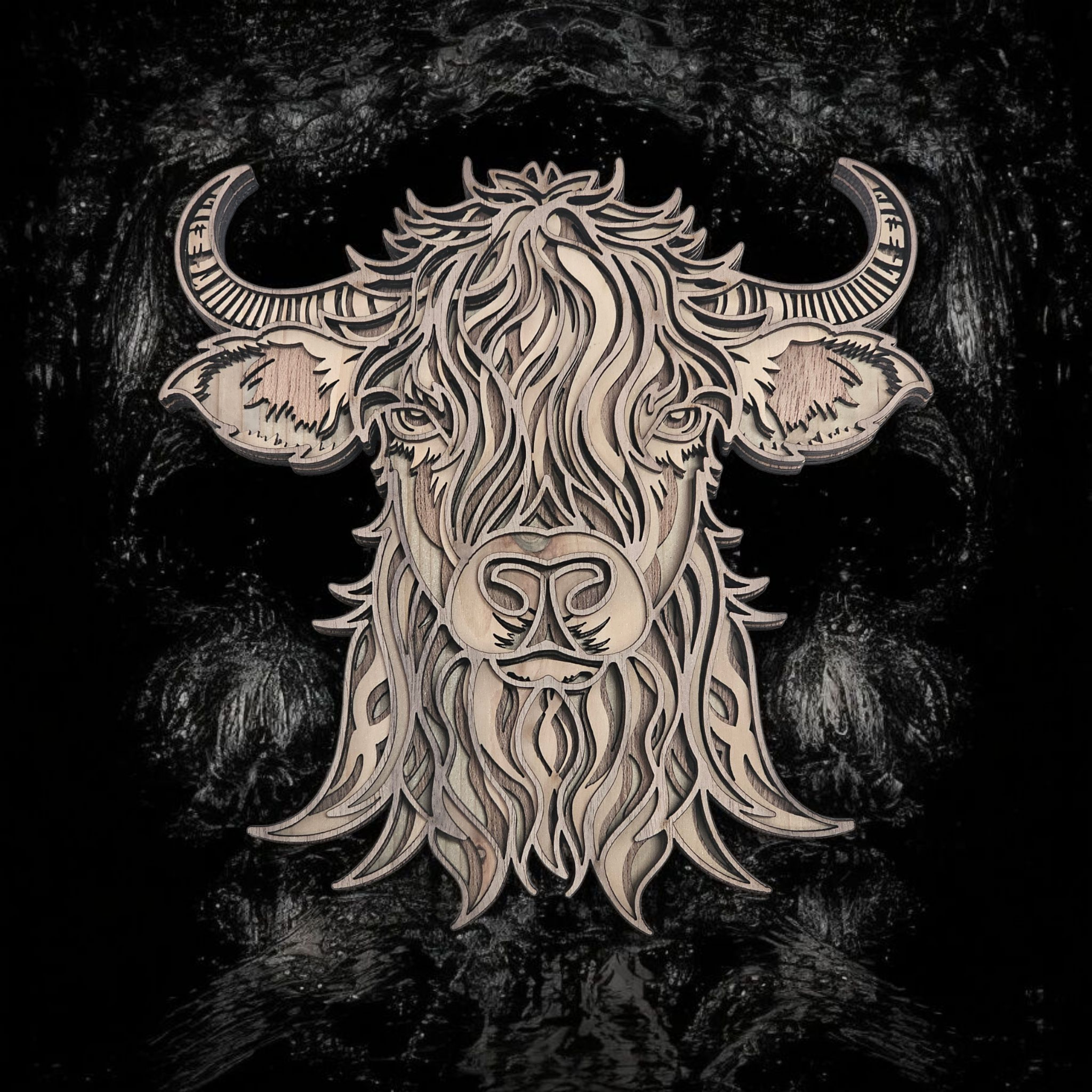Wood Art | Highland Cow Wall Art Home Decor Multi-layer Wood Art