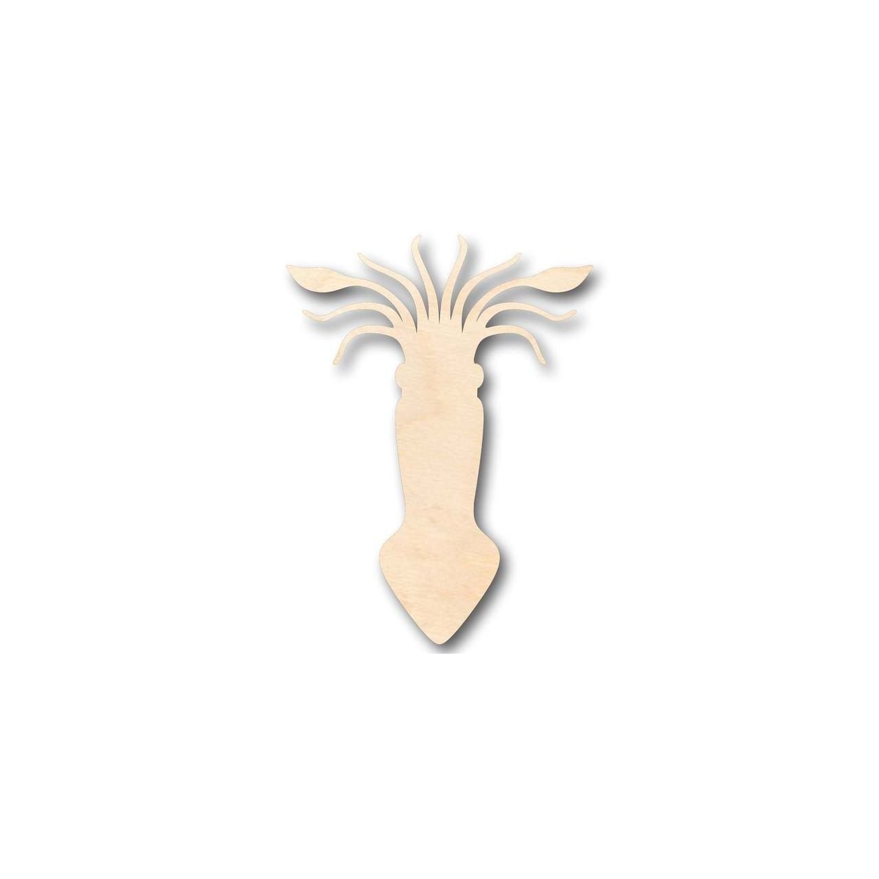 Unfinished Wood Squid Shape - Ocean - Nursery - Craft - up to 46