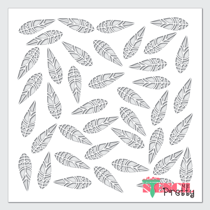 aztec feathers stencil