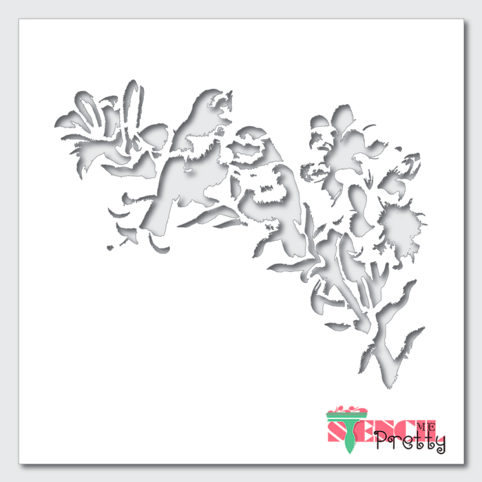 birds on a branch stencil
