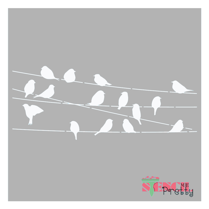 birds on wire stencil