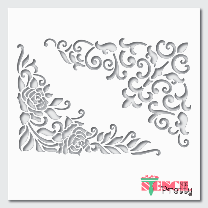 flower corner stencil