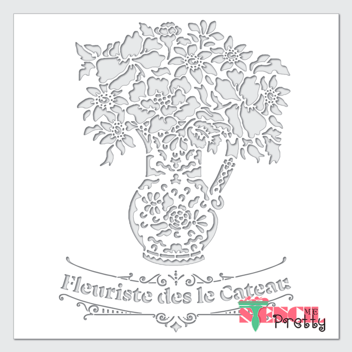 french flower vase stencil