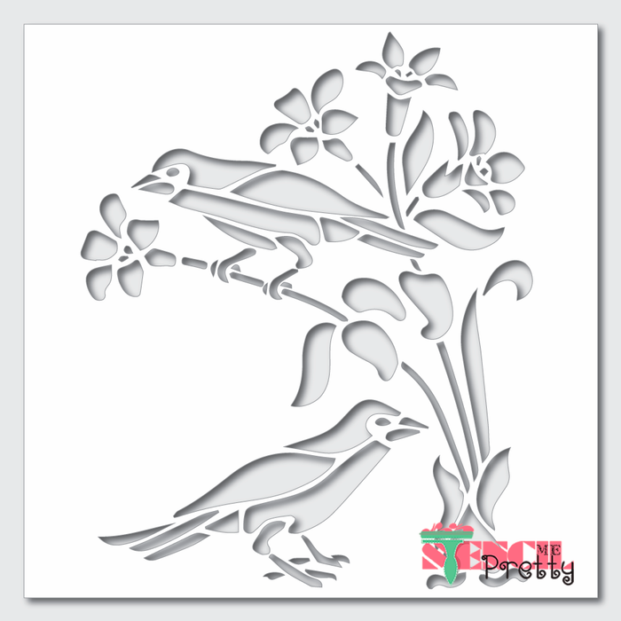 birds and flowers stencil