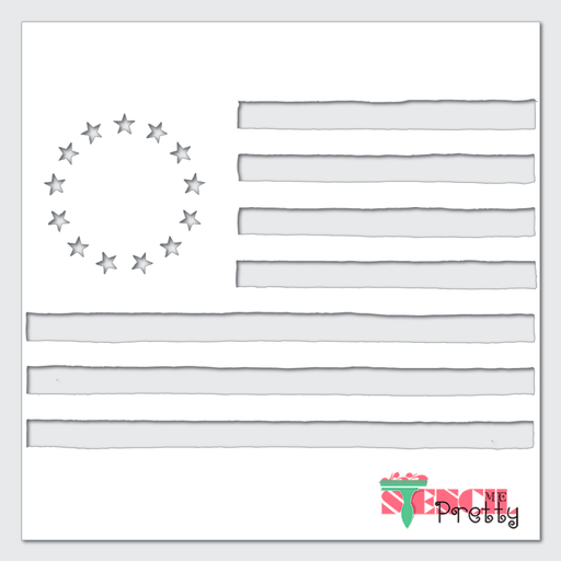 circular 13 stars stencil