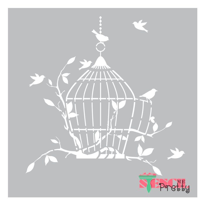 birds and vines stencil