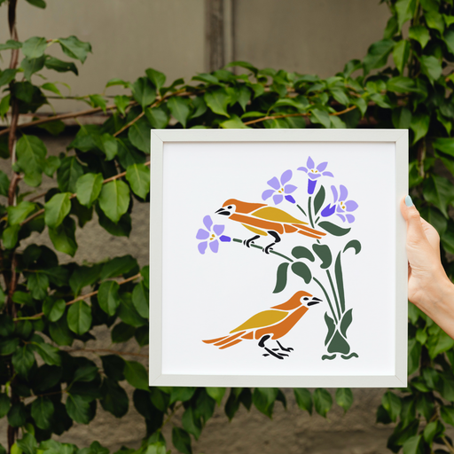 garden birds stencil
