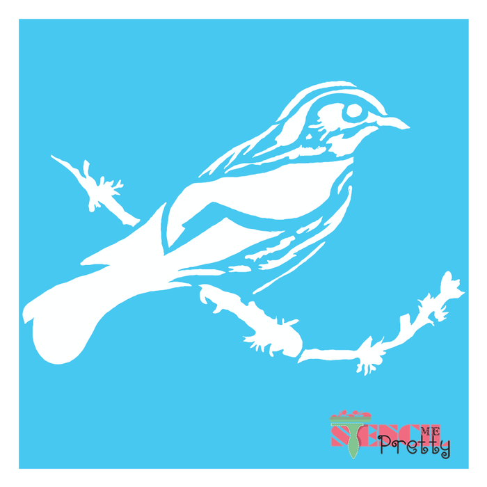 bird on branch stencil