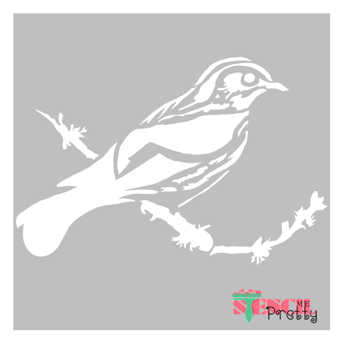 bird on branch stencil