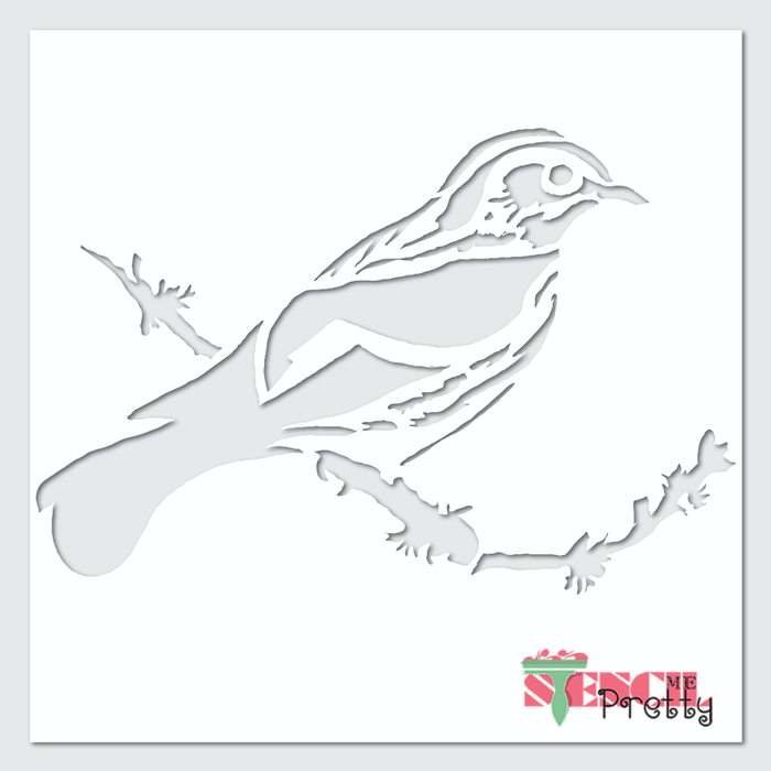 bird on branch stencil