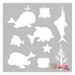 seaweed starfish puffer fish stencil