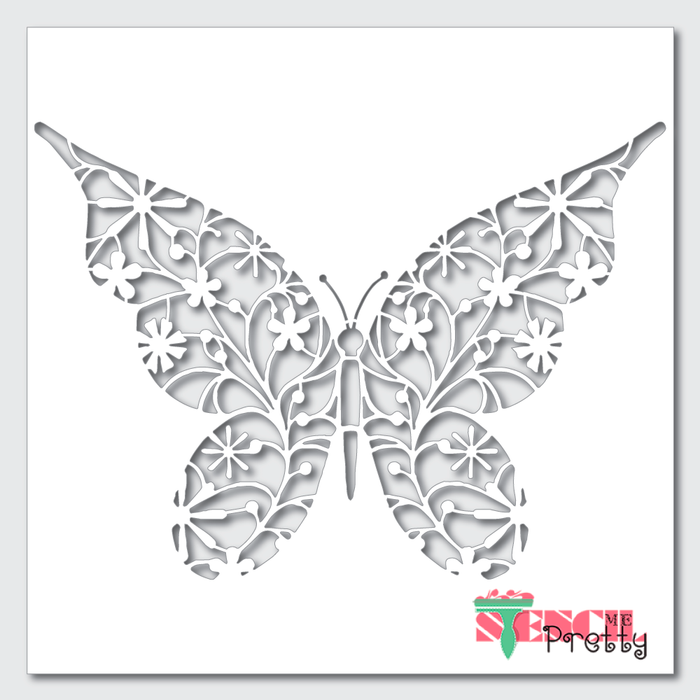 flowery butterfly stencil
